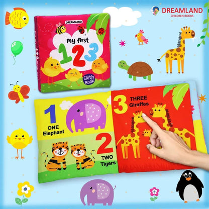 Intellibaby 6-Book Set – Soft Sensory Cloth Books for Babies, Crinkle Sound & Washable, Early Learning Themes Animals,Fruits,Numbers,Non-Toxic & Educator Recommended,Gift for Babies & Toddlers